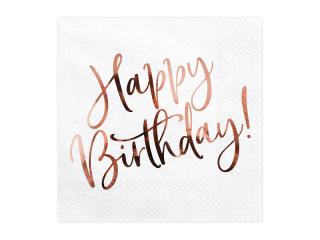 Set 20 Servetele Happy Birthday Rose - Gold