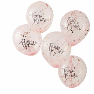 Set 5 Baloane Latex cu Confetti Team Bride, 30 cm