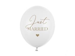 Set 6 Baloane Just Married, Alb - 30 cm