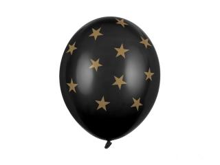 Set 6 Baloane negre cu stele - 30 cm