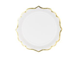 Set 6 Farfurii Albe cu bordura aurie, 18.5 cm