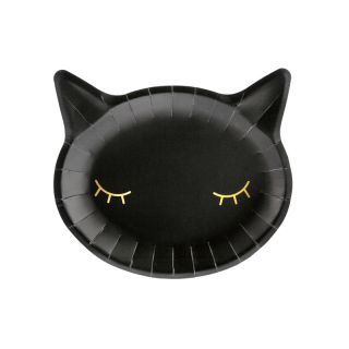 Set 6 Farfurii Cat, negru, 22x20 cm