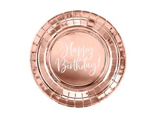 Set 6 Farfurii Happy Birthday Rose Gold, 18 cm