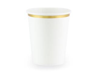Set 6 Pahare Albe cu Bordura Aurie, 260 ml