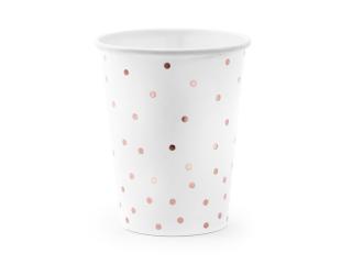 Set 6 Pahare Albe cu Buline Rose-Gold, 220 ml