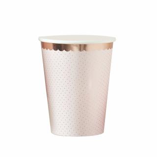 Set 8 Pahare Roz cu Buline rose gold, 266 ml