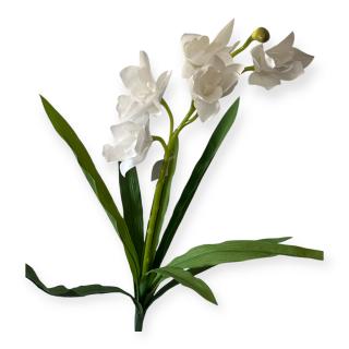 Orhidee Cymbidium artificiala cu frunze - 64 cm