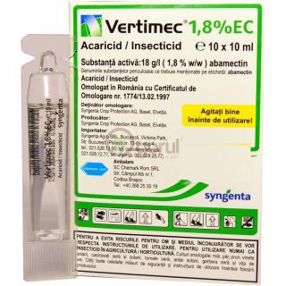 Insecticid Vertimec 1,8 EC - 10 mililitri, contact, sistemic,Trips, Musca miniera, Puricele melifer