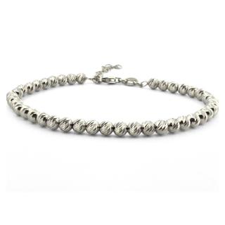 Bratara Argint cu Bile 4mm si Lant de Extensie, Reglabila, Unisex