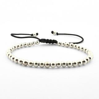 Bratara cu snur si Bile din Argint 925 4 mm, Unisex