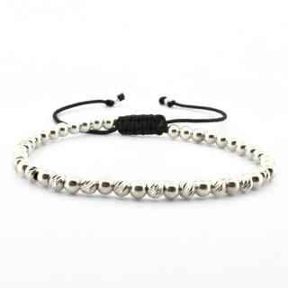 Bratara cu snur si Bile din Argint 925 4mm, Unisex