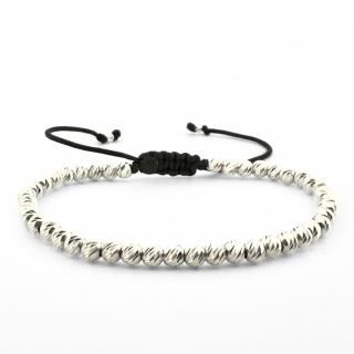 Bratara cu snur si Bilute din Argint 925 de 4 mm, Unisex