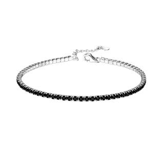 Bratara Tennis Argint 925, Cristale Zirconiu Negru 2mm, Lungime Reglabila, pentru Dama