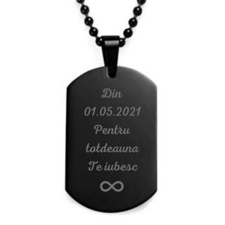 Lant barbati pandativ army personalizat, inox negru
