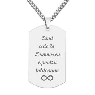 Lantisor barbatesc placuta army personalizat cu poza si text, lant cable, inox