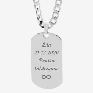 Lantisor barbatesc placuta army personalizat cu poza si text, lant cuban, inox