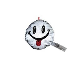 Breloc Reflectorizant Salzmann 3M Smiley Tongue, agrafa cu snur lung, argintie cu rosu