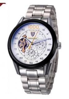 Ceas Tevise AUTOMATIC turbillon open heart, capac transparent, sport WHITE