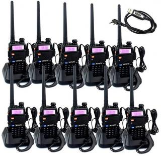 Set 10 statii radio Baofeng UV-5R Dual Band Tranciever + Bonus Casti cu microfon incluse