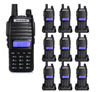 Set 10 statii UV- 82 walkie talkie transiever, 5 W, dual band VHF, UHF, 2800 mAH , radio FM, BONUS cablu programare + CD