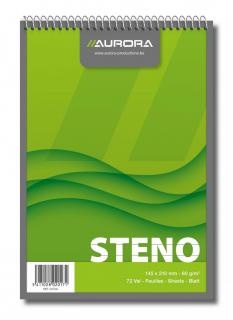 Blocnotes cu spirala, A5,  72 file - 60g mp, liniat stanga, AURORA Office - dictando