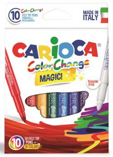Carioca lavabila, varf gros 6mm,  9 culori+1 magic marker cutie, CARIOCA Color Change