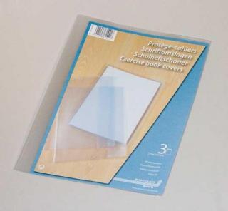 Coperta PP - 120 microni, pentru caiet A4, 3 buc set, AURORA - transparent cristal