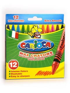 Creioane cerate rotunde, lavabile, 12 culori cutie, CARIOCA Wax Crayons