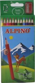 Creioane colorate, cutie carton, 12 culori set, ALPINO