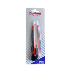 Cutter Optima Basic, lama 18mm SK7, sina metalica, ABS cu rubber grip