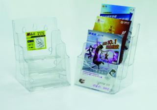 Display plastic pentru brosuri, de birou perete, 3 x A5, KEJEA - transparent