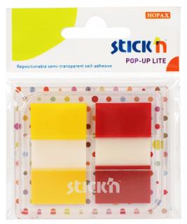 Film index autoadeziv 45 x 25mm, 2 x 20 file, cu dispenser, Stick  n Pop-up Lite - 2 culori trans neo