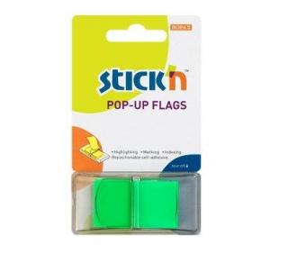 Film index autoadeziv 45 x 25mm, 50 file set, cu dispenser, Stick  n Pop-up - verde