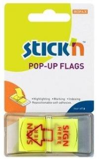 Film index autoadeziv 45 x 25mm, 50 file set, Stick  n Pop-up (sign here) - galben