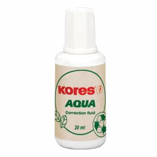 Fluid corector Kores, 20 ml, pe baza de apa, aplicator cu pensula