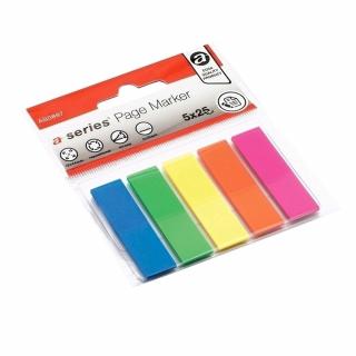 Index A-series, autoadeziv, plastic,  12 x 44 mm, 5 culori set, 25 file culoare