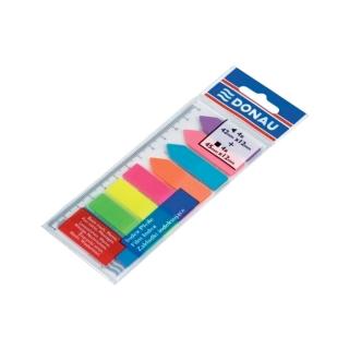 Index autoadeziv din plastic, Donau, dimensiuni 12 x 45 mm, 8 culori x 25 file culoare