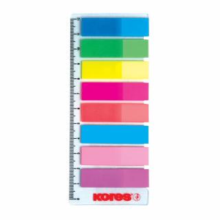 Index Kores, autoadeziv, plastic,  12 x 45 mm, 8 culori x 25 file culoare