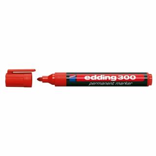 Marker permanent Edding 300, corp plastic, varf rotund, 1.5-3 mm, rosu