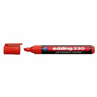 Marker permanent Edding 330, corp plastic, varf retezat, 1-5 mm, rosu