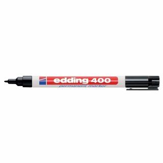 Marker permanent Edding 400, corp plastic, varf rotund, 1 mm, negru