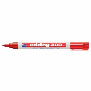 Marker permanent Edding 400, corp plastic, varf rotund, 1 mm, rosu