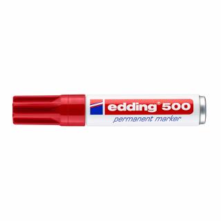 Marker permanent Edding 500, corp metalic, varf retezat 2-7 mm, rosu