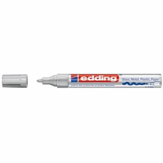 Marker permanent Edding 750, cu vopsea, corp metalic, varf rotund, 2-2-4 mm, argintiu