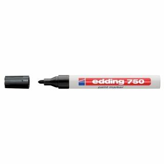 Marker permanent Edding 750, cu vopsea, corp metalic, varf rotund, 2-2-4 mm, negru