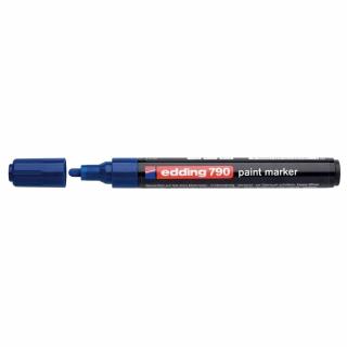 Marker permanent Edding 790, cu vopsea, corp plastic, varf rotund, 2-3 mm, albastru