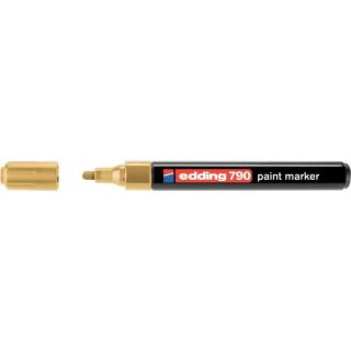 Marker permanent Edding 790, cu vopsea, corp plastic, varf rotund, 2-3 mm, auriu