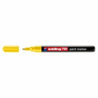 Marker permanent Edding 791, cu vopsea, corp plastic, varf rotund , 1-2 mm, galben