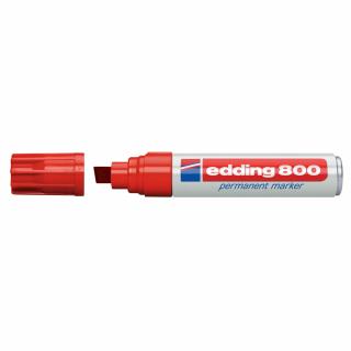 Marker permanent Edding 800, corp aluminiu, varf retezat, 4-12 mm, rosu