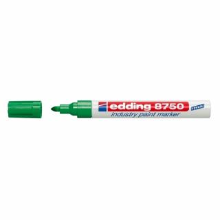 Marker permanent Edding 8750, cu vopsea, corp aluminiu, varf rotund, 2-4 mm, verde